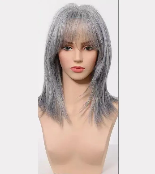 Ins high cold style wig for women, with side split bangs design, is a must-have for fashionable wearing