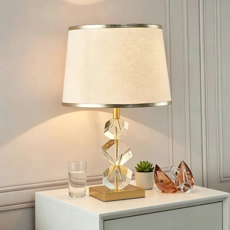 Light luxury crystal fabric desk lamp hotel bed and breakfast bedroom bedside lamp