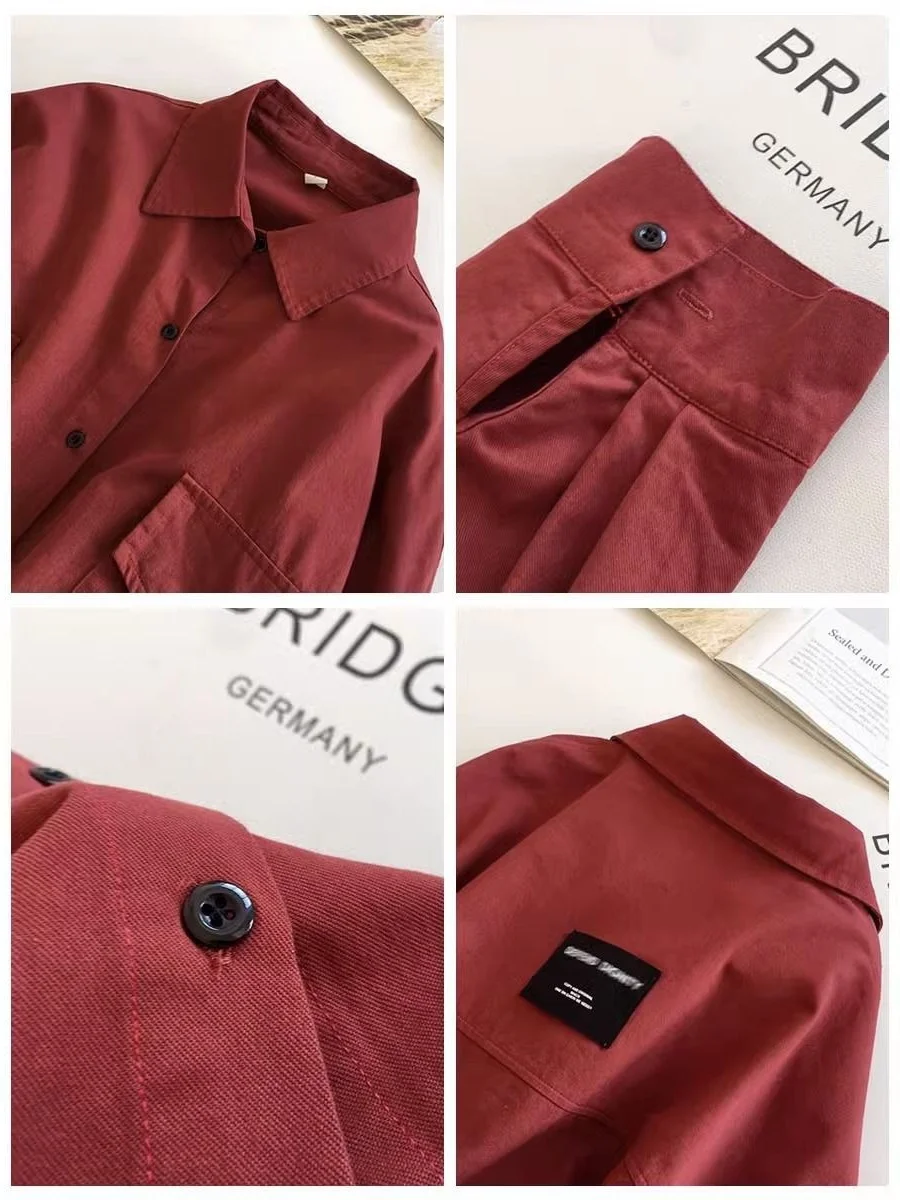 Veste chemise vintage ample à manches longues et col pour femme grande taille – Haut décontracté et confortable pour l'automne