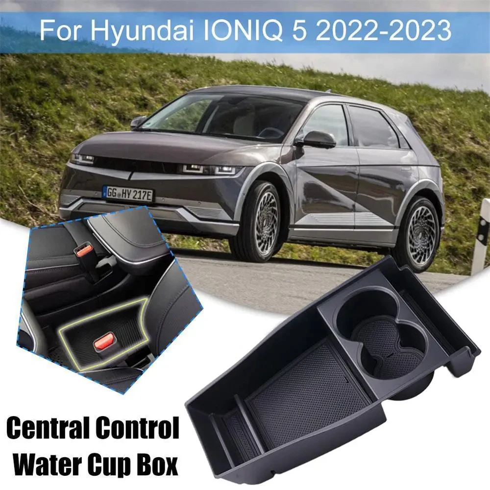 

​For Hyundai IONIQ 5 2022 2023 Armrest Storage Box Cup Holder Organizer Tray Center Console Stowing Tidying Car Accessories