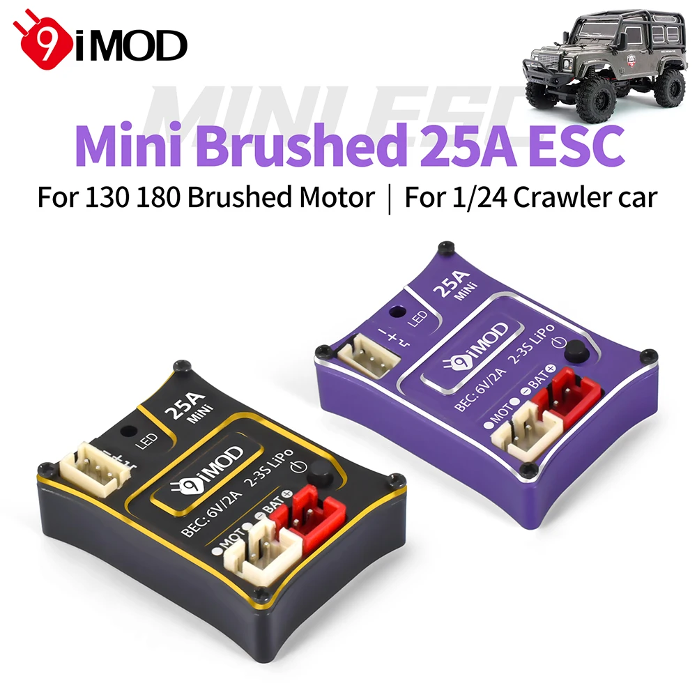 

9IMOD MINI 25A Матовый ESC 6V/2A BEC 2-3S LiPo IP65 Водонепроницаемый для гусеничного автомобиля 1/18 1/24