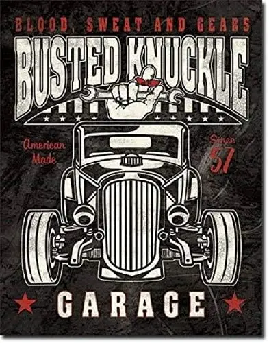 Tin Sign For Busted Knuckle Hot Rod Garage Service Shop Muscle Cars Wall Decor Metal Sign  IN