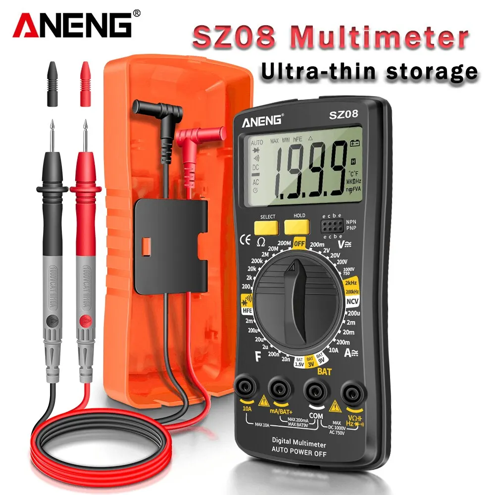 ANENG SZ08 Digital Ultra-thin Multimeter Storage Professional Meter Auto Voltmeter AC DC 220V Resistance Handhold Testers