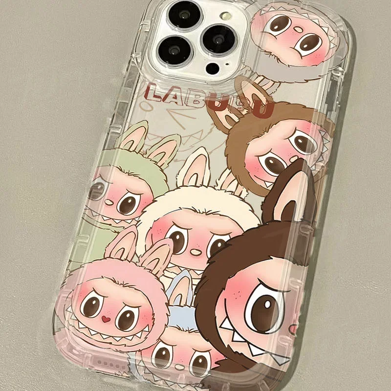 Cartoon Labubu Clear Phone Case for OPPO A15 A16 A17 A31 A53 A54 A57 A60 A74 A92 A93 A94 A98 2020 4G 5G Airbag Shockproof Cover