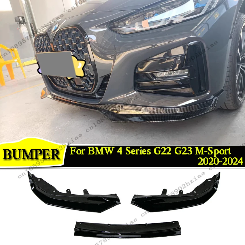 

For BMW 4 Series G22 G23 M-Sport M440i M440d 430d 430i 2020-2024 Gloss Black Front Bumper Lip Chin Splitter Diffuser Accessories
