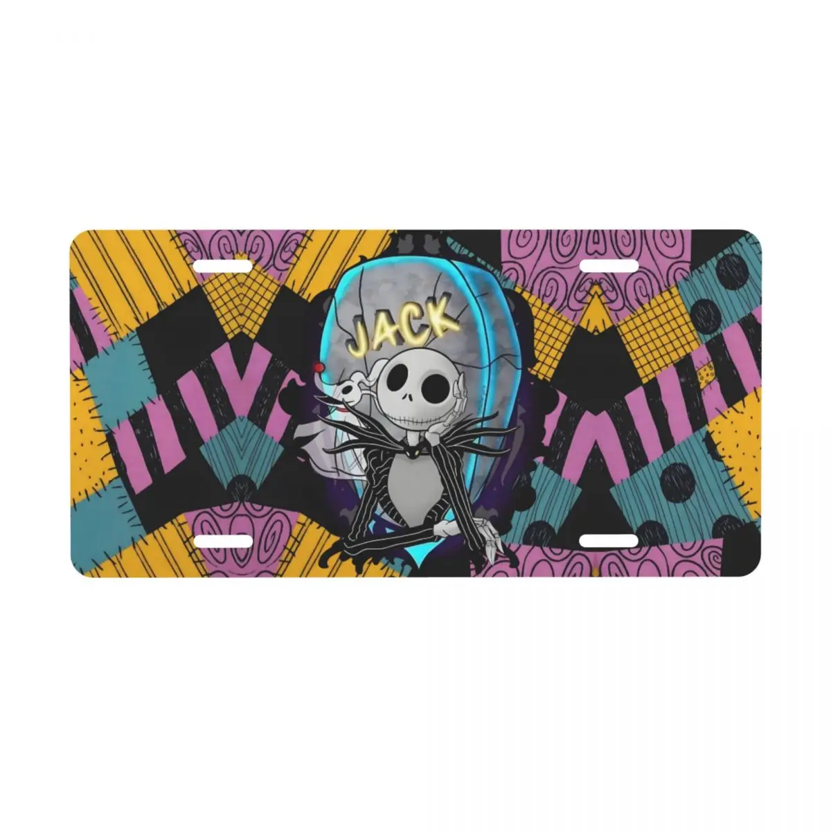 

Custom Jack Skellington License Plate Cover Aluminum Metal Novelty Decorative Car Front License Plate Vanity Tag 6 X 12 Inch