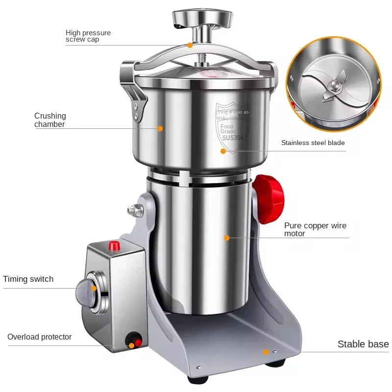 PBOBP Electric Grain Mill Grinder 3000W Powerful Soybean Blender Cereal Crusher Food Processing Machine Commercial - view 2