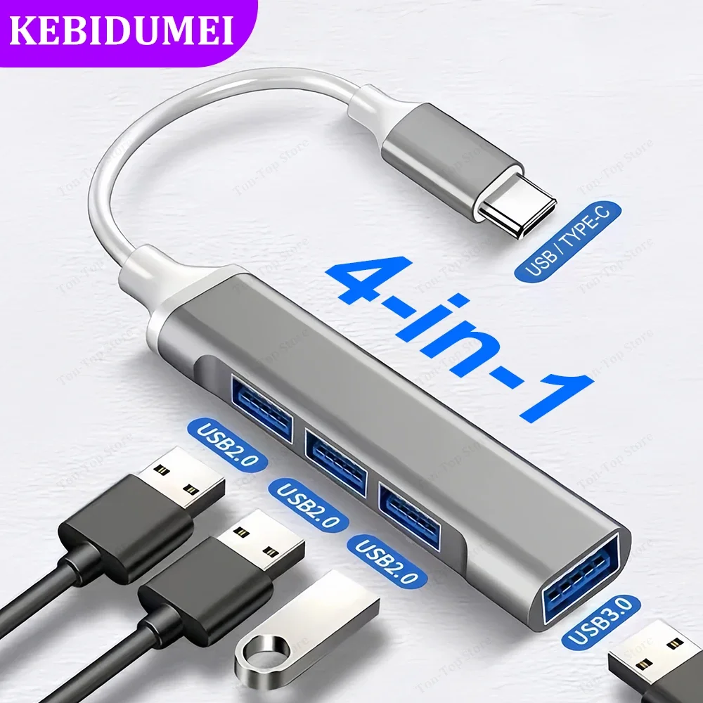 4 Ports USB HUB TYPE C Hubs USB C Docking Station USB 3.0 Splitter OTG Adapter 5G High Speed For PC Laptop Macbook Accessories