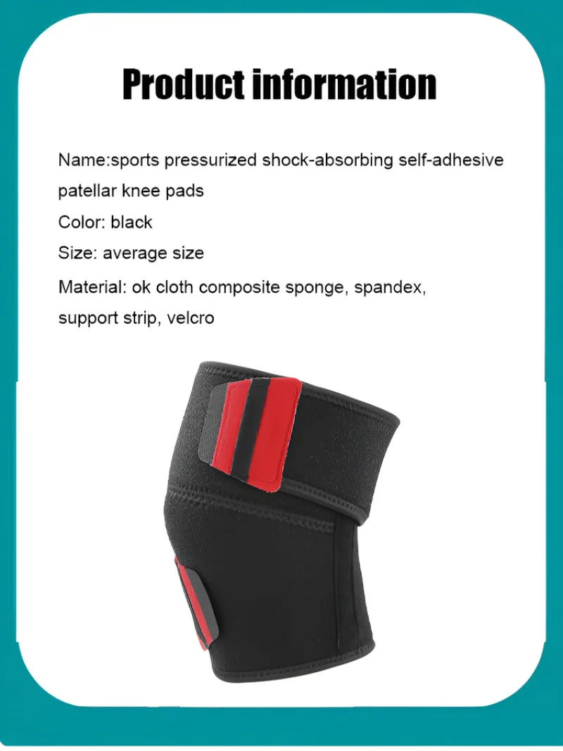 Sportliche Patellar-Kniebandage. Schwarze und rote warme Kniebandage. Kompressions-Sportbandage. Weiche und stoßdämpfende selbstklebende Klammer