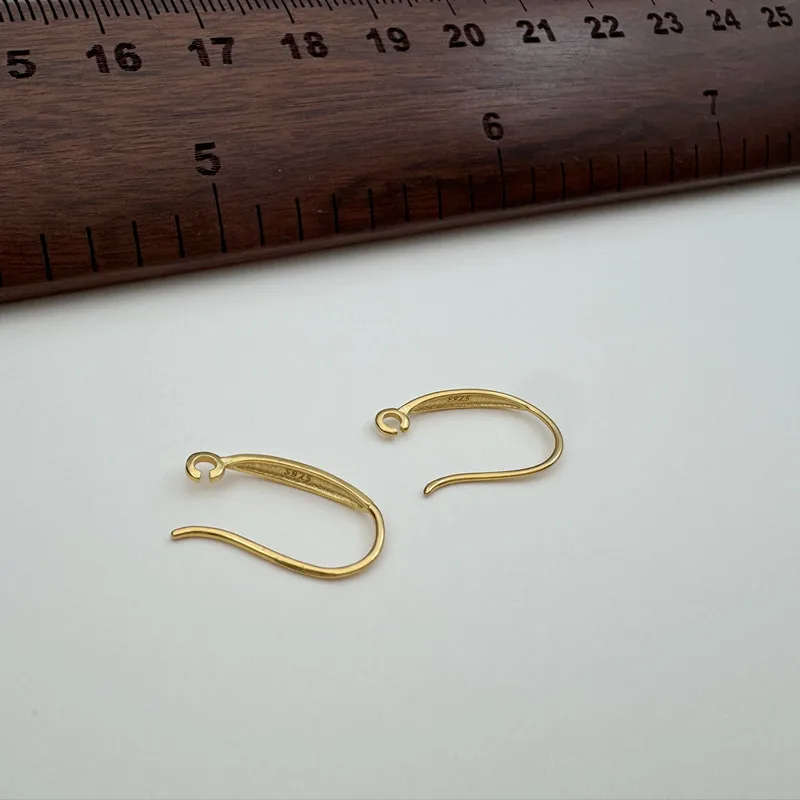1 زوج الصلبة 925 فضة حلقات خطاف 16 مللي متر DIY بها بنفسك اكسسوارات بسيطة الأذن السنانير مكونات اللؤلؤ صنع