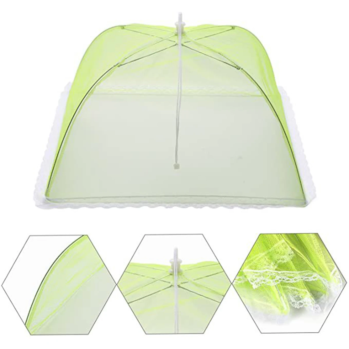 4Pcs Large Mesh Food Cover 17 Inch Reusable and Foldable Square Dustproof Table Cover Outdoor Picnic Food Tent Umbrella Net