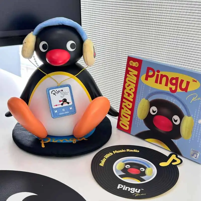 

Cartoon Pingu Cartoon Character Put On Headphones Can Shake One'S Head Bluetooth Connection Cute Penguin Audio Peripheral Gifts