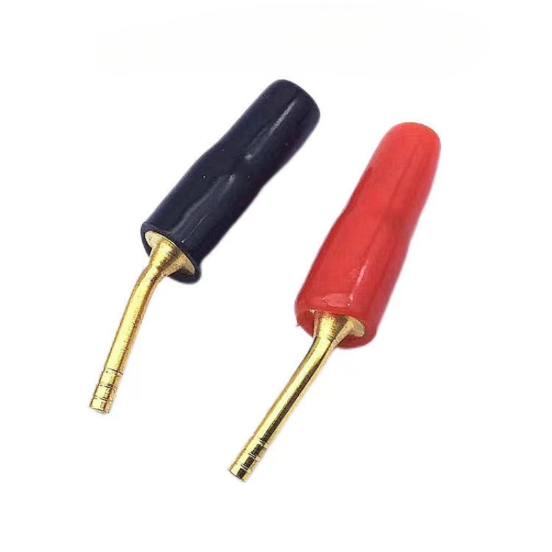 5pcs/lot 2mm Red & Black Gold-plated Copper Banana Plugs Adapter Speaker Audio Wire Cable Connector bent Pin Plugs