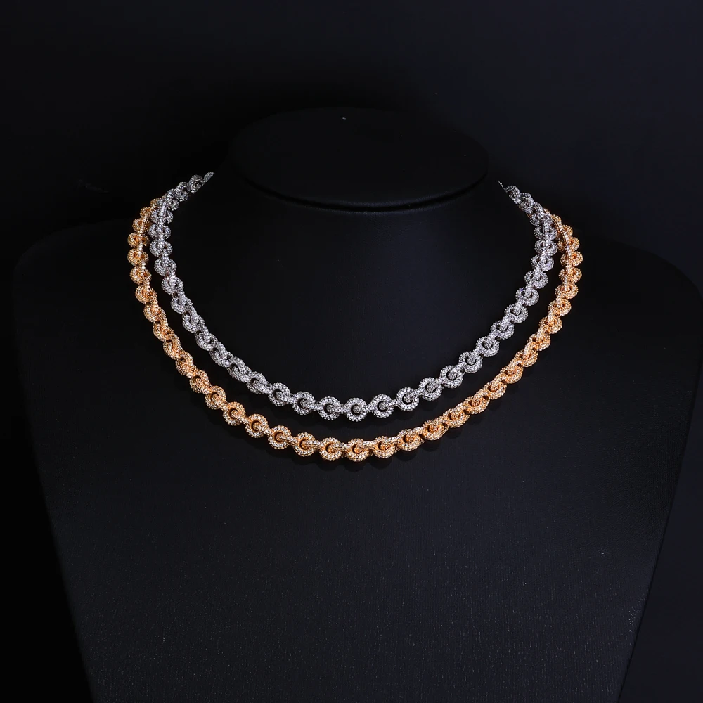 

HHIOK's New Jewelry iced out 8MM Brass Cuban O-Shaped Necklace Inlaid With 5A Grade Zircon Fashionable and Luxurious