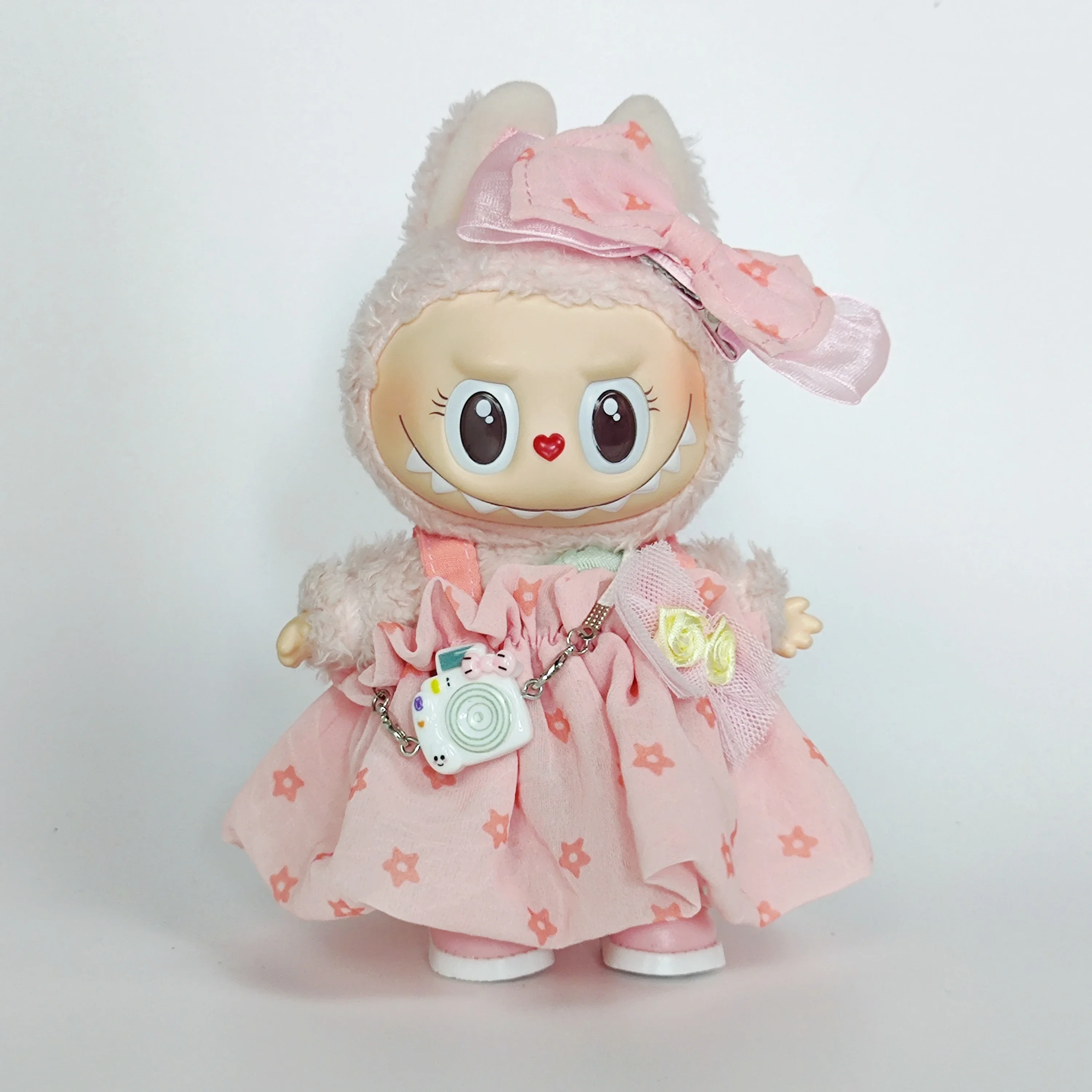 Одежда для Labubu, аксессуары для Кореи, kpop idol, ярко-розовая газовая юбка принцессы с бантом, одежда