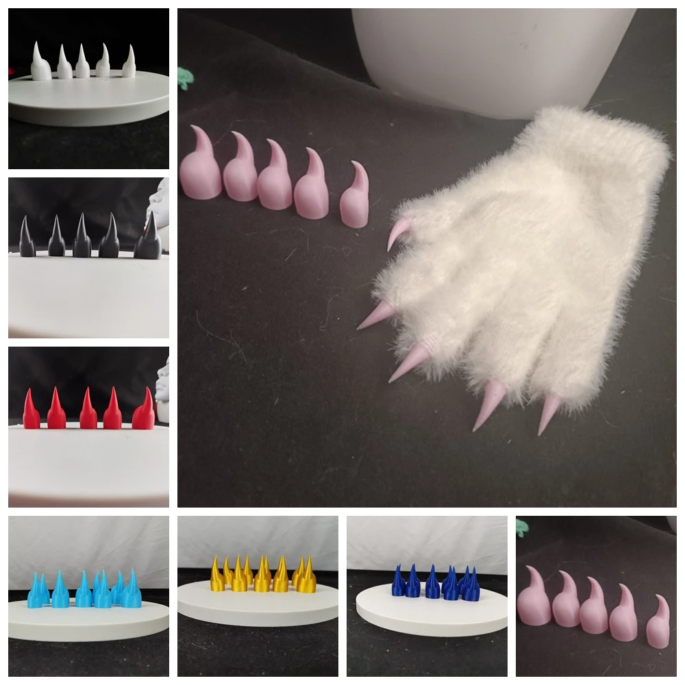 10 pcs/set DIY Animal Fursuit Claws 3D Printing Creature Nails for Cosplay Enthusiasts Artificial Costume Props Accessories