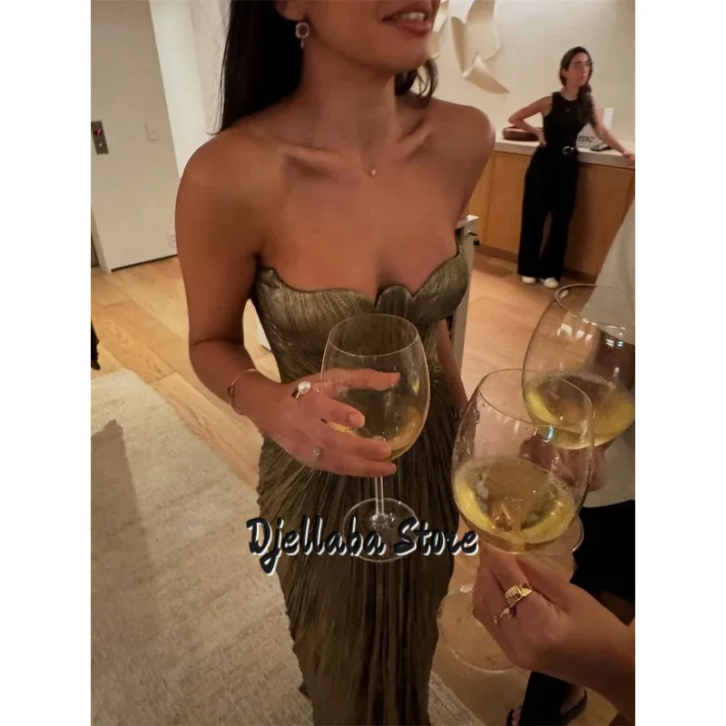 현대 인어 이브닝 드레스 민소매 연인 긴 댄스 파티 드레스 사우디 아라비아 공식 주름 댄스 파티 드레스 맞춤형