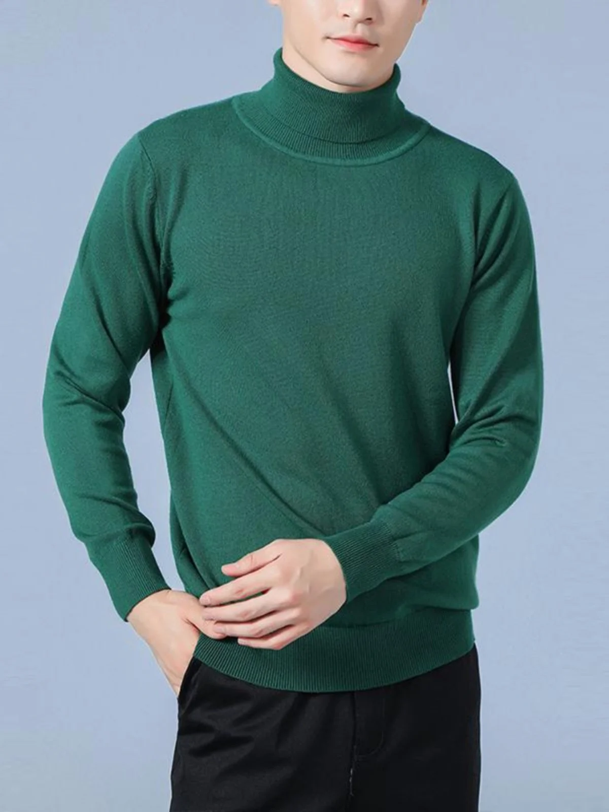 

Men's Thiened High Collar Woolen Sweater Casual Slim Fit Knitted Sweater Warm Breathable Busin Casual Sle Long Sve Top
