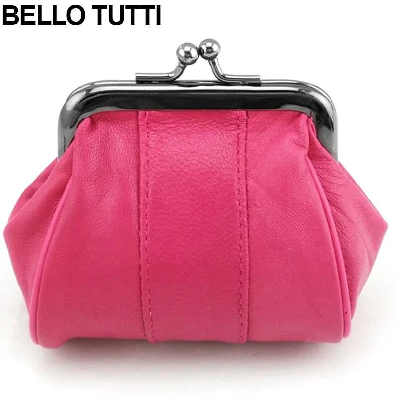 BELLO TUTTI Original Mini Coin Purses Money Clip Fashion Women Key Small Wallets Metal Hasp Genuine Leather Sheepskin Change Bag