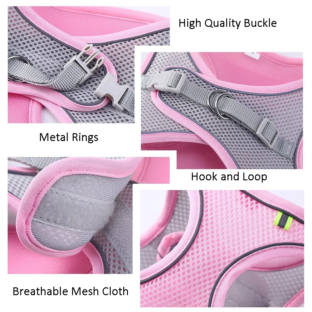 Pet Cat Dog Harness Vest Chest Rope Set Reflective Breathable Adjustable Pets Harness Kitten Collar for Small Medium Dogs Cats