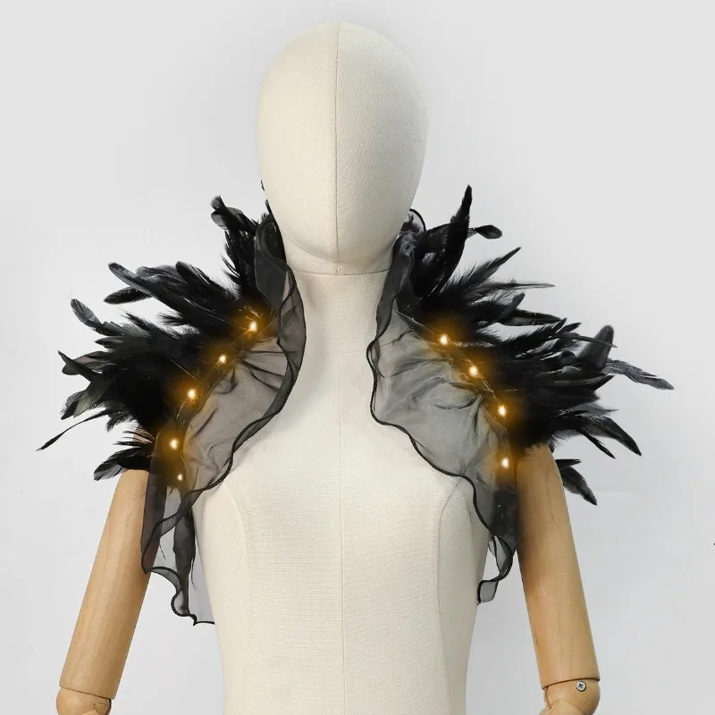 

Накидка из натуральных перьев в викторианском стиле, готический воротник, аксессуар для одежды