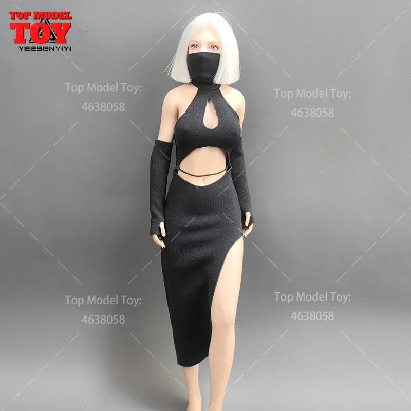 1/6 スケール黒スプリットチャイナロングスカート服モデルフィット 12 "TBL PH JIAOU 女性兵士アクションフィギュアボディ人形おもちゃ