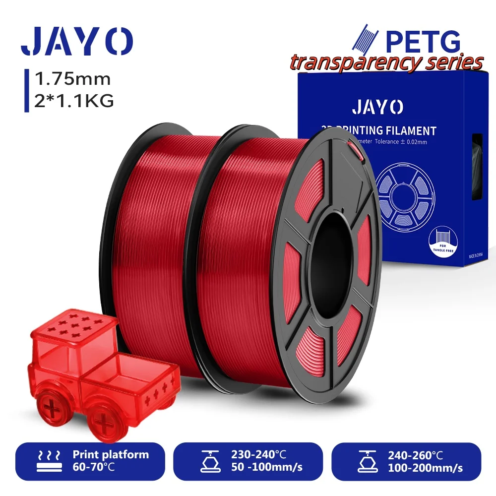 JAYO PETG & High Speed Matte PETG 3D Filament 1.75mm 30mm/s - 600mm/s Printbereik Hoge Flow Snelheid PETG Printer Filament voor 3D
