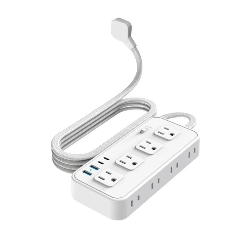 Multiprese con presa americana Adattatore a 2 poli Cavo da 5 piedi 8 prese Ricarica USB tipo C