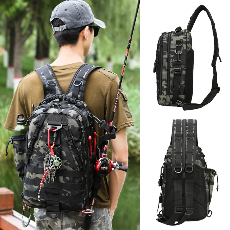 ILURE-Multifunction Fishing Tackle Backpack, Large Waterproof Fishing Accessory, Travel Outdoor Camping, Mountaineering Lure Bag