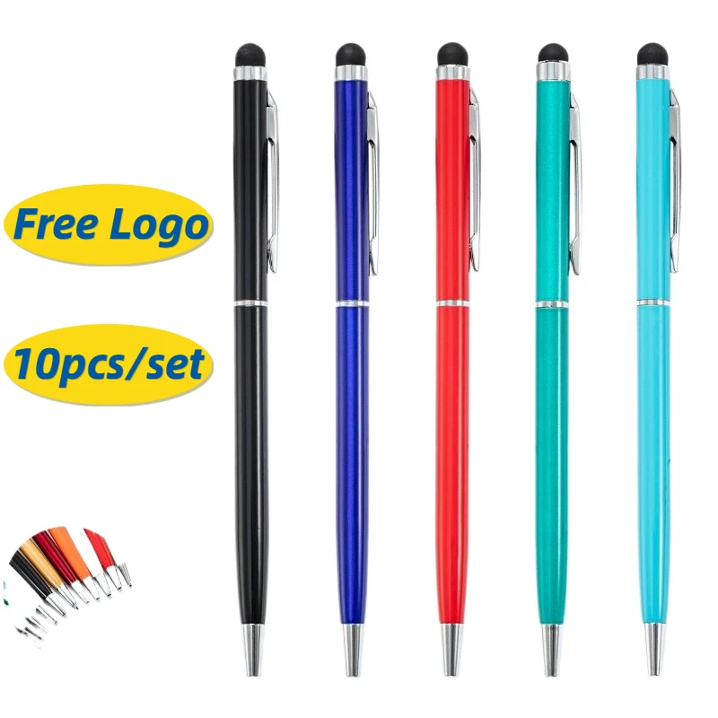 20pcs Coat Touch Screen Metal Ballpoint Pen Gift Stationery Advertising Luxury Pen Printing Logo Wholesale Freebies Pen Spinning