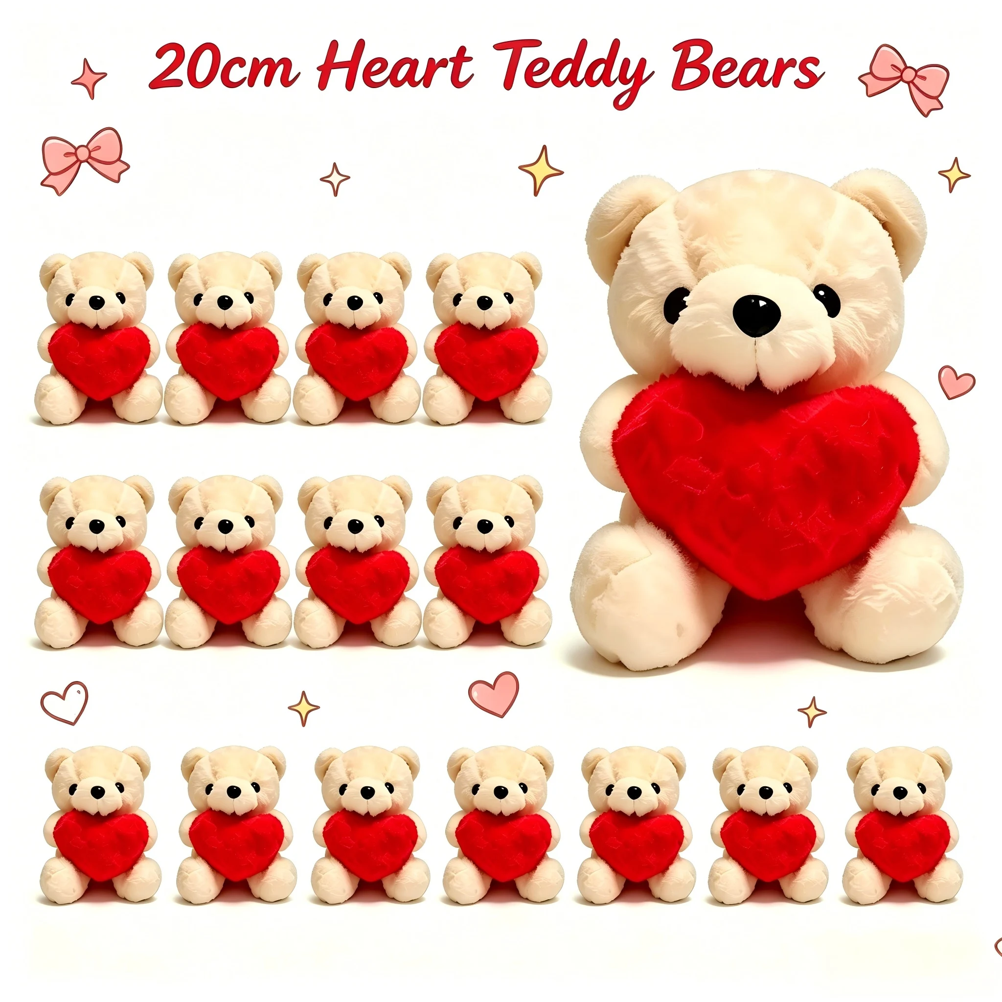 Teddy Bear With Heart Plush Cuddly Stuffed Bear Gifts Holding Heart for Valentine's Day Wedding Gift Giving Romantic Love Toys