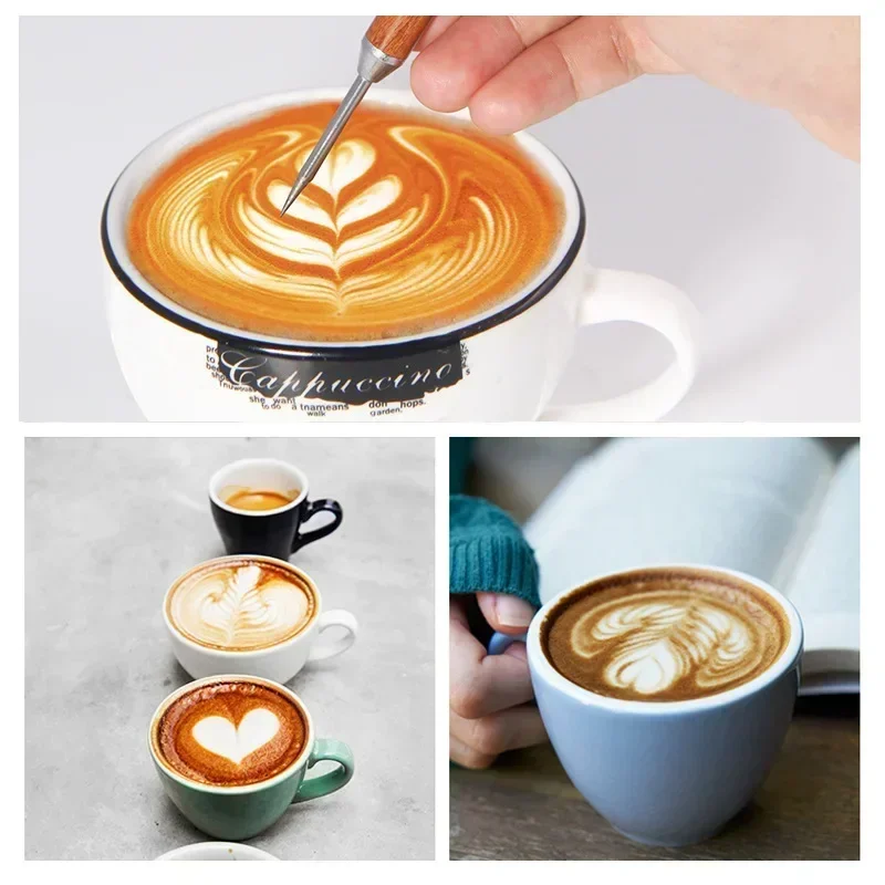 New Needle Stainless Steel Latte Pull Flower Coffee Decorating Art Pen Cappuccino Espresso Art Needles Barista Accessories