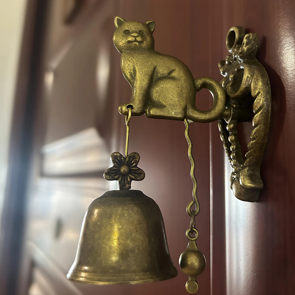 1PC Vintage Metal Wind Chime Door Bell ,Shopkeeper Good Luck Knocker Wall Hanging Ornament,For Garden Store Front Entrance Gift