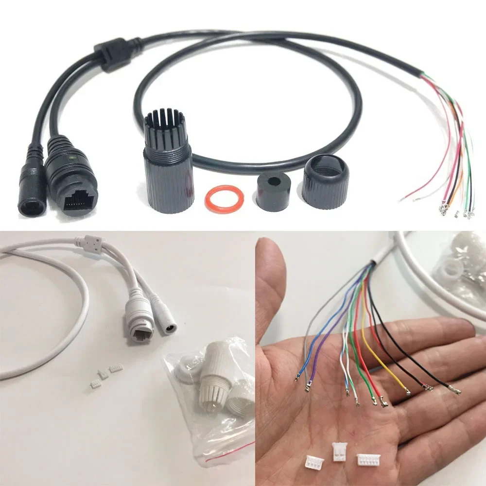 

CCTV POE IP Network Camera PCB Module Video Power Cable 65cm Long RJ45 Female Connectors with Terminlas Waterproof Cable