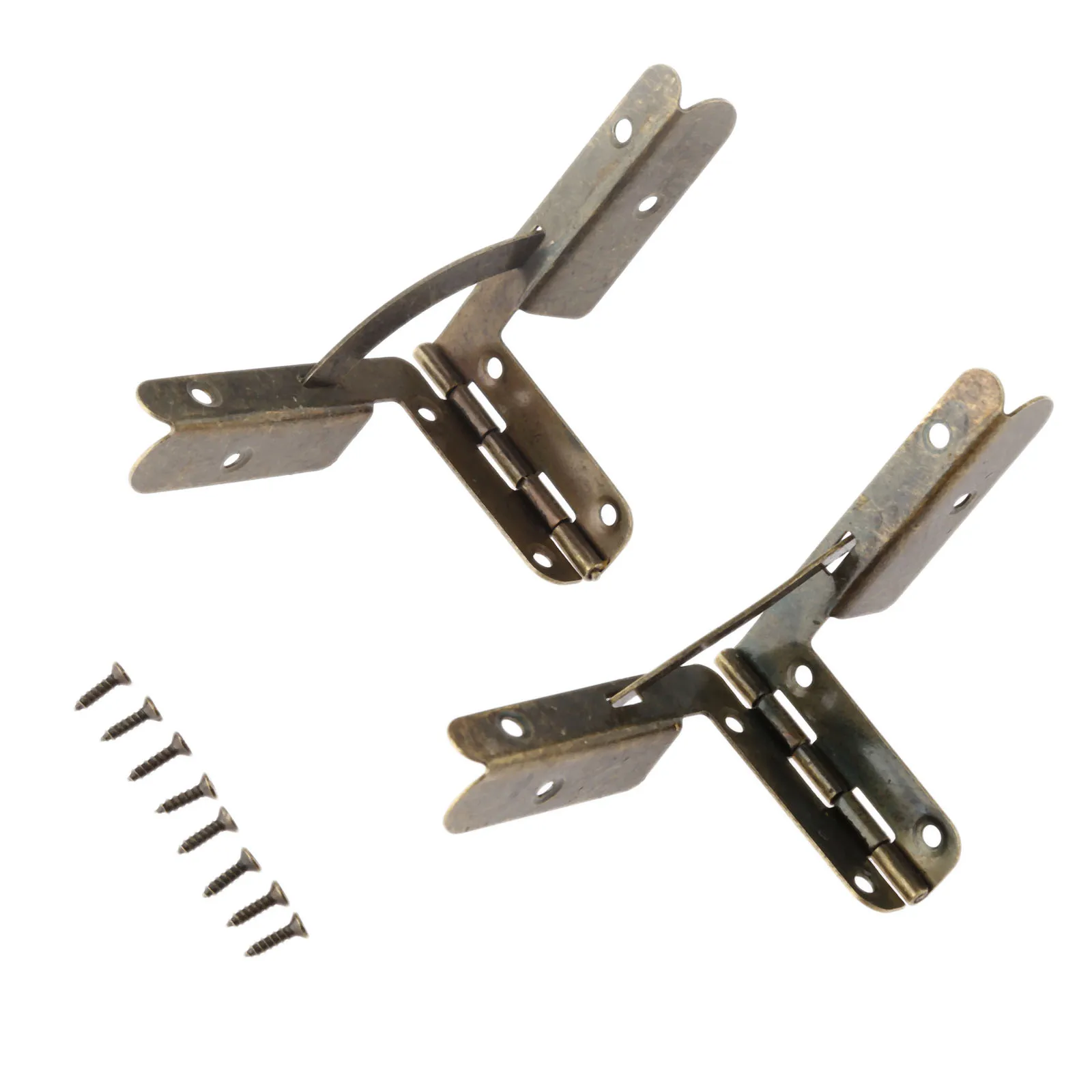 골동품 청동/골드 경첩 지지 프레임, 53x40mm, 보석 와인 케이스, 나무 선물 상자 뚜껑, 90 도 스프링 가구 하드웨어, 4 개