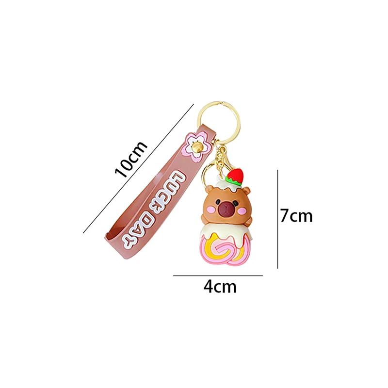 Cartoon Cake Capybara Pvc Pendant PVC Simulation Capybara Capybara Pvc Keychain Cute Capibara Anime Keyring