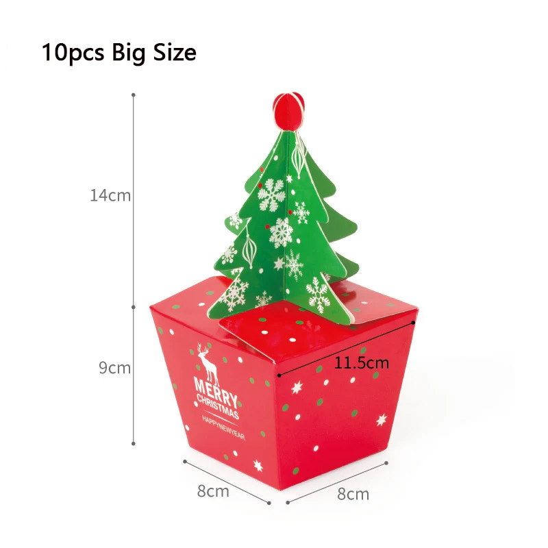 10 stücke Weihnachten Geschenk Verpackung Box Weihnachten Baum Apple Box Party Candy Box Desktop Dekoration Papier Dessert Box Party Liefert – Detail 3