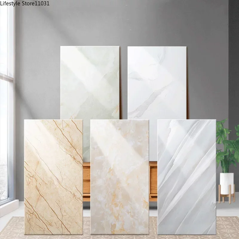 

30*60 Marble Grain Wall Sticker Imitation Marble Wall Panels Diy Self-adhesive Waterproof Wallpaper For Home Bathroom Decoration