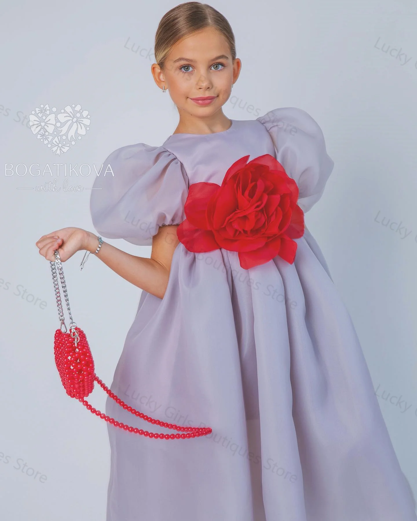 Lavanda una línea de vestidos de flores para niña, vestidos de gasa hasta el té, vestidos de cumpleaños para niñas pequeñas, vestidos de boda para
