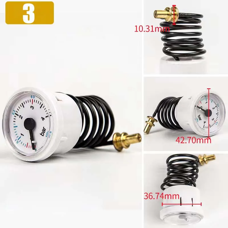 Wall-hung Boiler Floor Heating Dual-Use Acessories Water Pressure Gauge Universal 4BARCapillary Steam Pressure Gauge