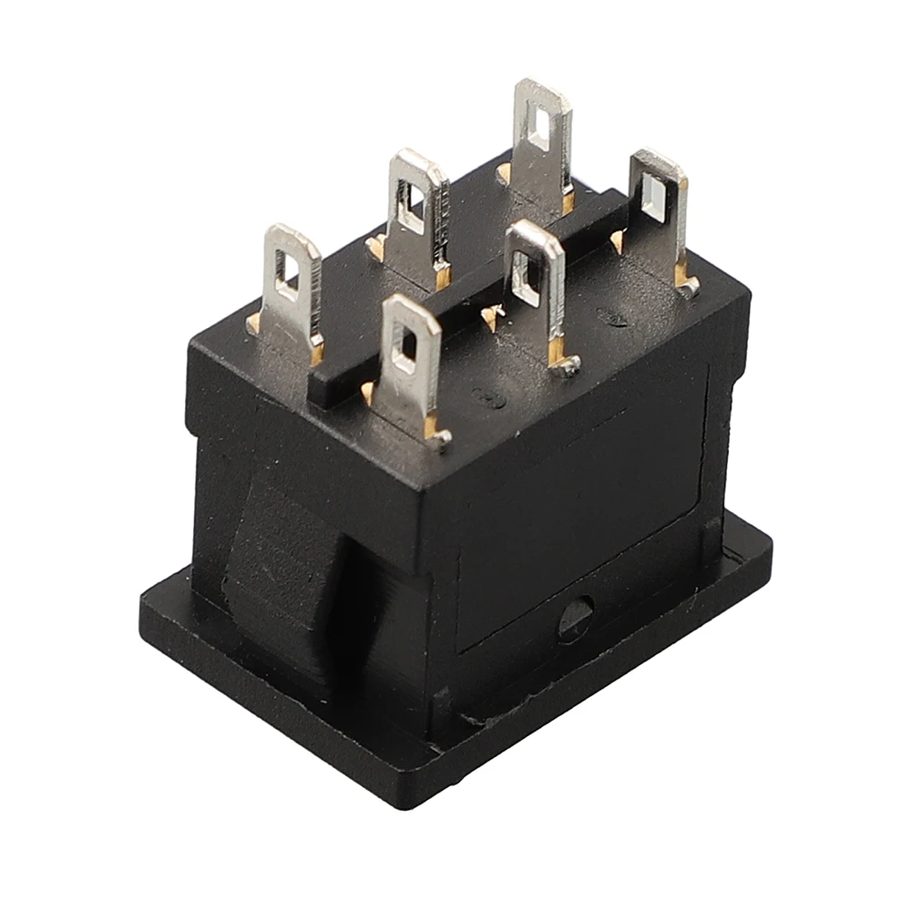 Black Rocker Switch Toggle Switch Push Button ON-OFF-ON 6 Pin 21X15mm DPDT 6A/250VAC 10A/125VAC 21 X 15 X 25mm