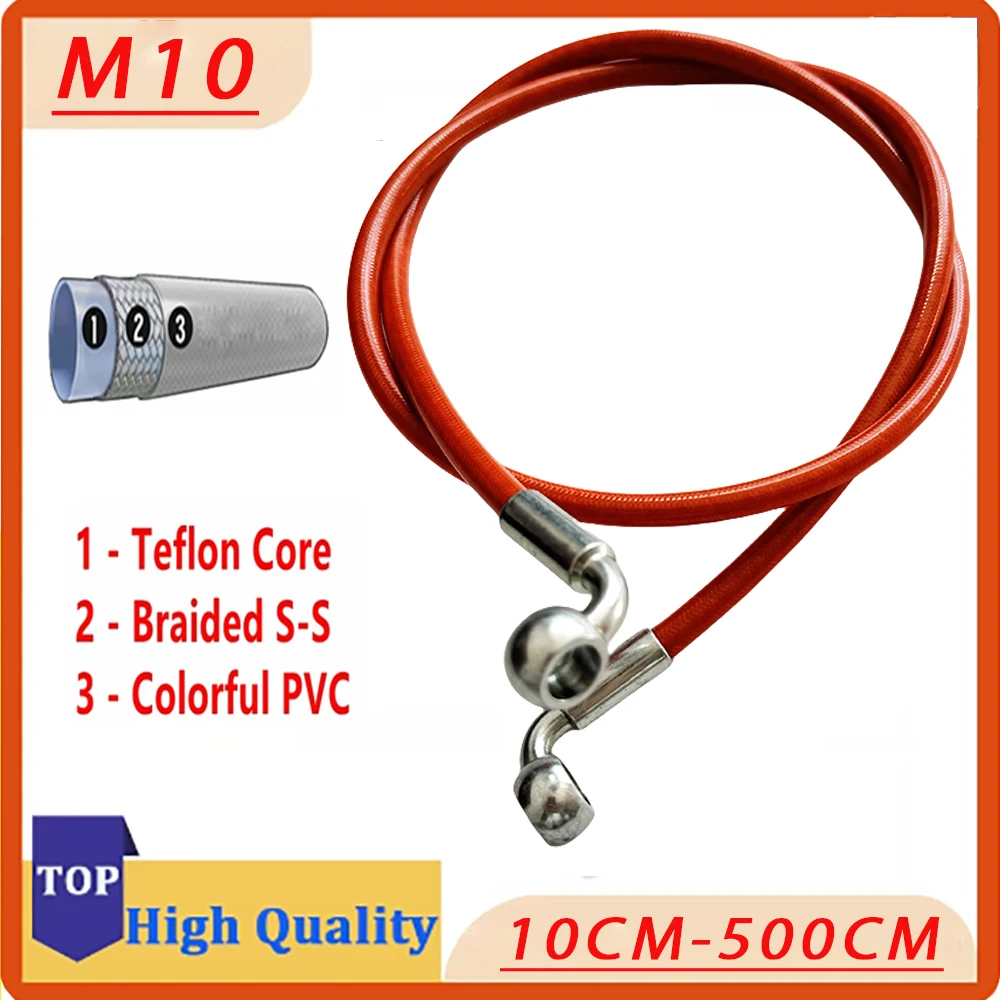 

Motorcycle Universal 10CM-500CM Motorcycle Brake Clutch Oil Hose Line Pipe Red Hydraulic Reinforced Stainless Steel Braided Hose