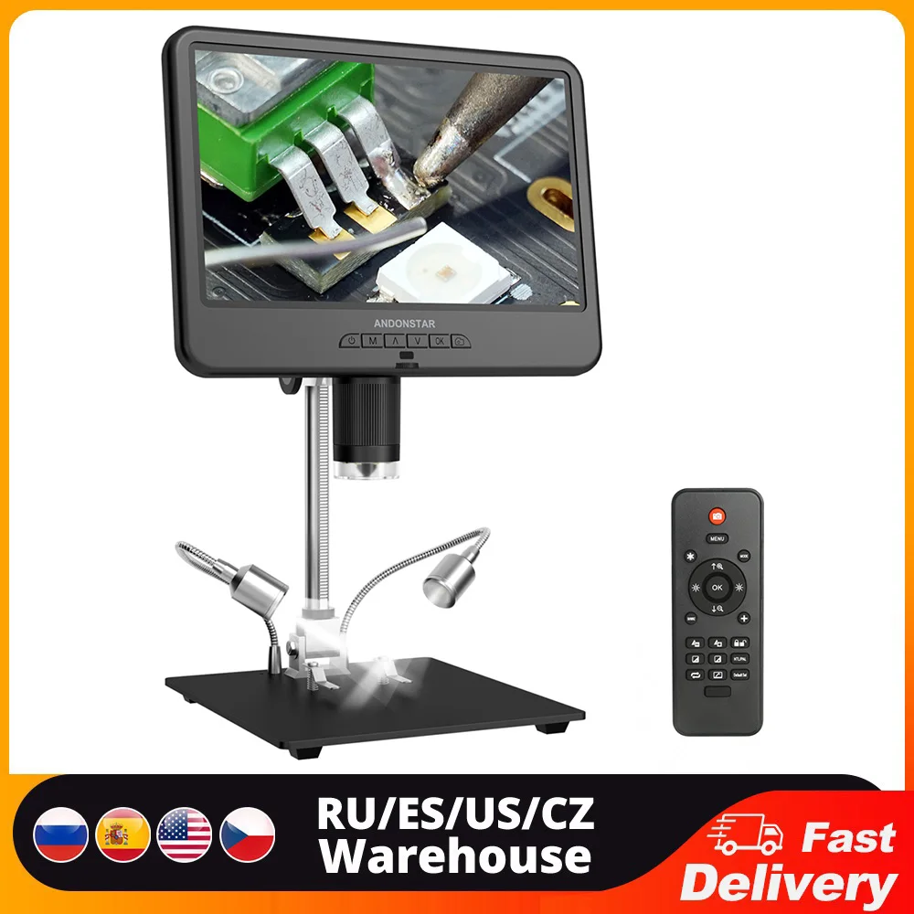Microscópio Digital Andonstar Ad210 Luz de Preenchimento Led 12 Milhões de Pixels Ips Touching Screen Ampliação 260x Solda