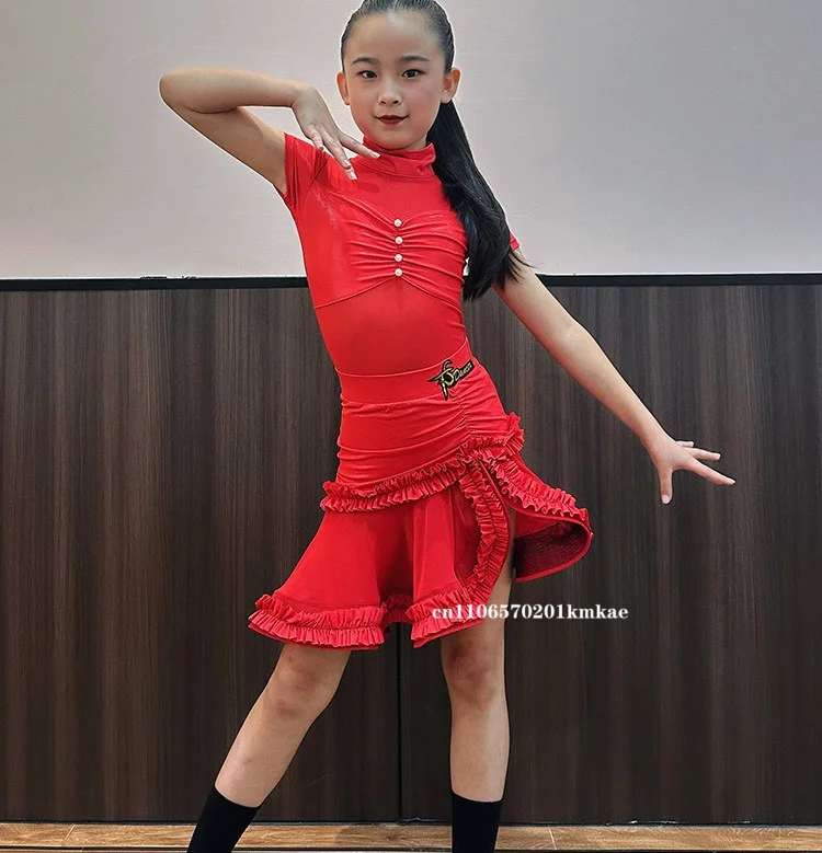 Fashion Girls Latin Dance Professional Dress Kids Chacha Latin Dance Costume Children'S Performance Dance Clothing