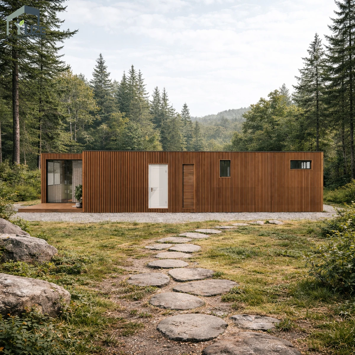 Durable Steel Structure Prefab 2 Bedroom Modular Modified Shipping Living Container Home with Wood Cladding