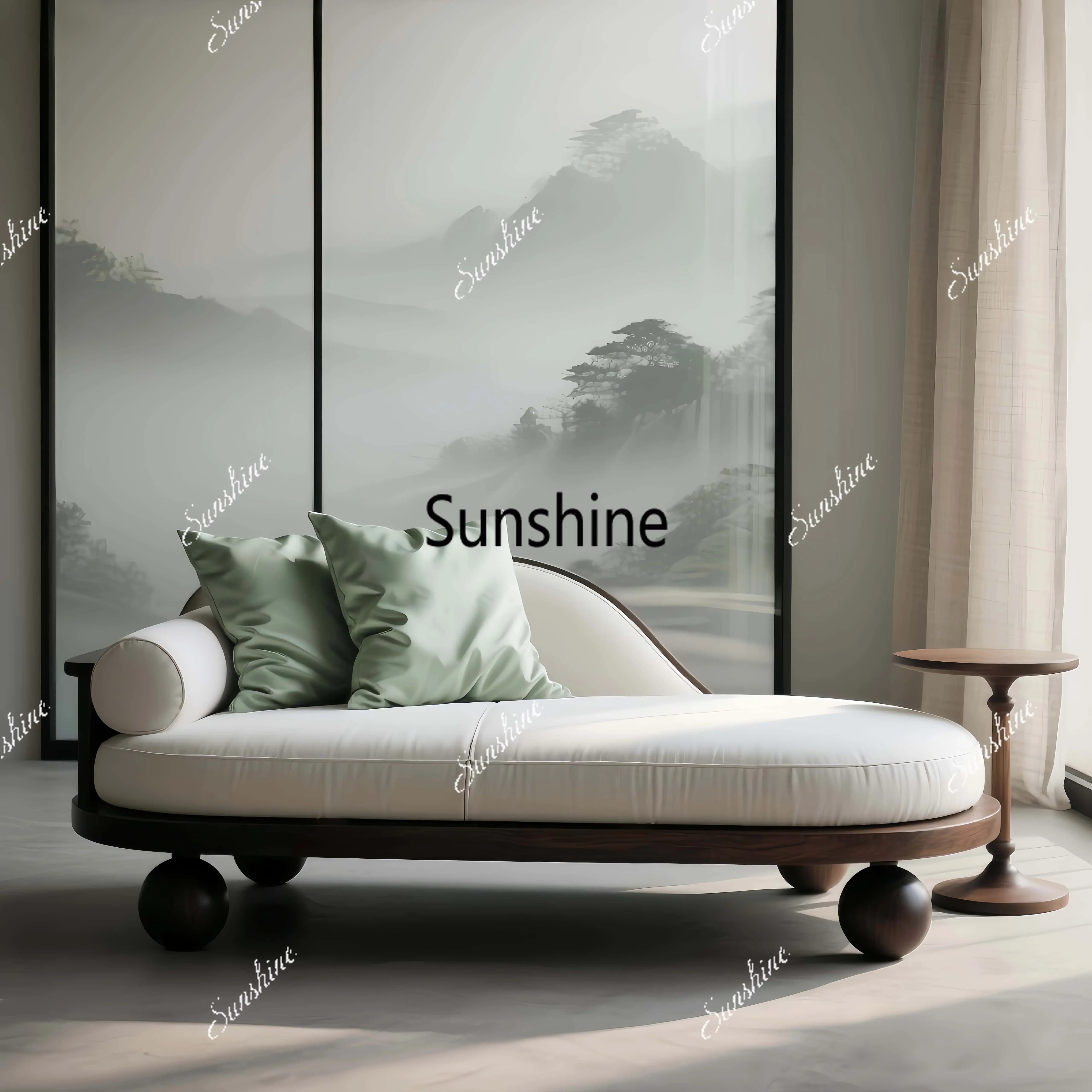 

YNew Chinese solid wood living room chaise sofa chair simple and modern small apartment