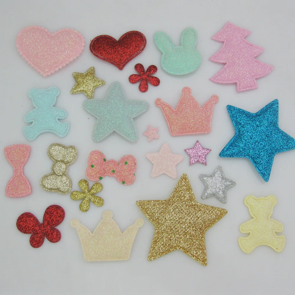 PANNNV 50Pcs Glitter Star Appliques Headwear Decoration Sewing Patches DIY Craft Accessory