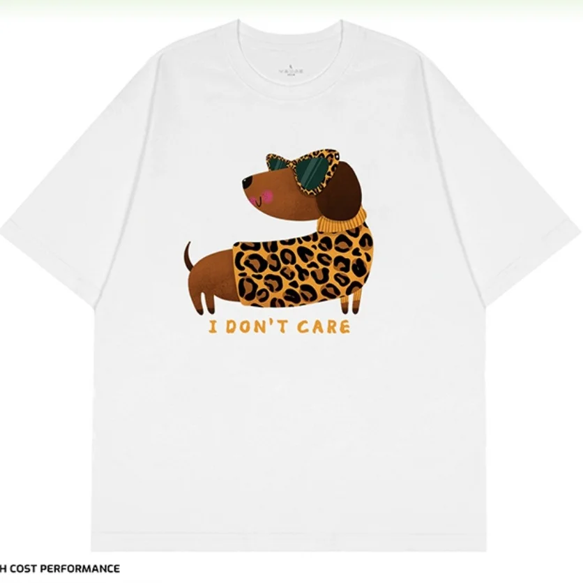 Leopard print puppy Graphic T-shirt Summer Fashion Leisure High-end Breathable Pure cotton Men's And Women's Y2K T-Shirt