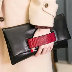 Serpentine Pattern Women Genuine Leather Clutch Bag Patchwork Ladies Chain Cowhide Shoulder or Crossbody Bags