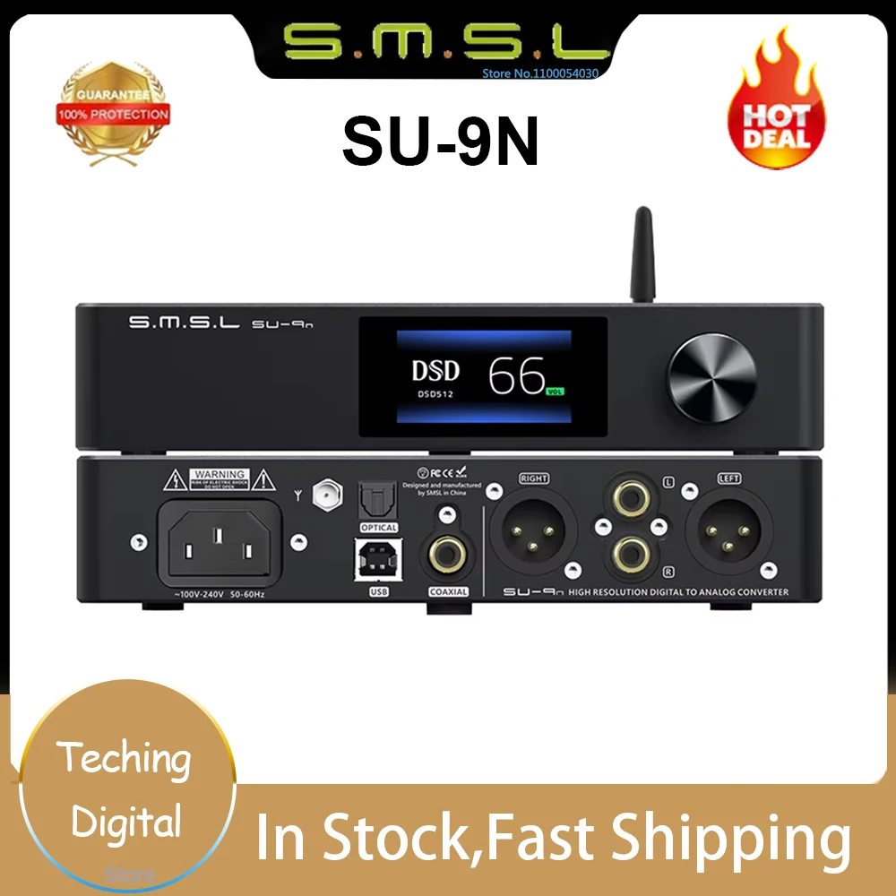 Original SMSL SU-9N DAC HiFi Bluetooth 5.0 ES9038PRO DSD512 PCM768kHz/32Bit with Remote Control SU9N Hi-Res Audio Decoder